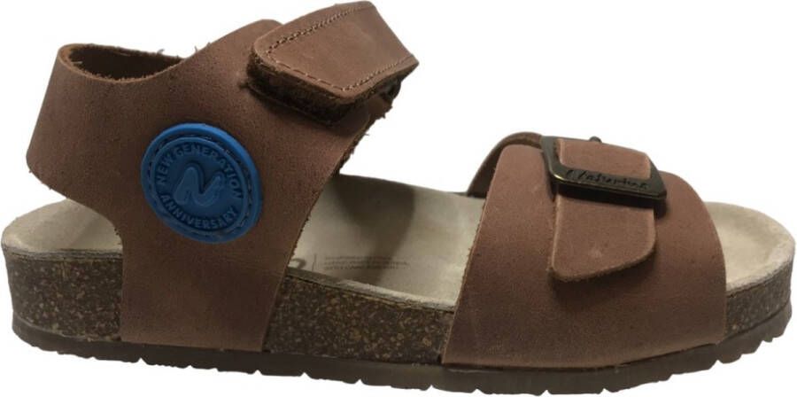 Naturino Padie velcro effen lederen sandalen bruin