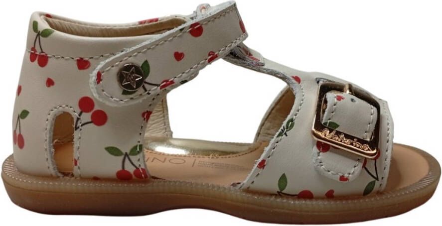 Naturino Quarzo velcro lederen sandaal kersen beige