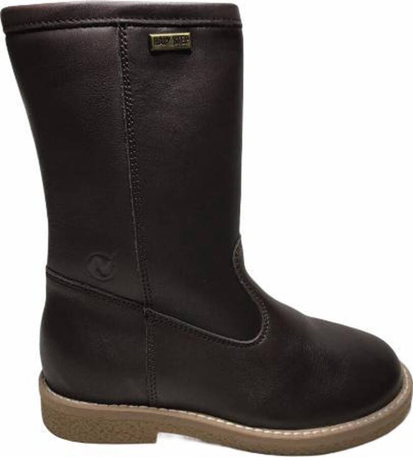 Naturino Rainstep effen hoge warme lederen laarzen Tyri dk bruin