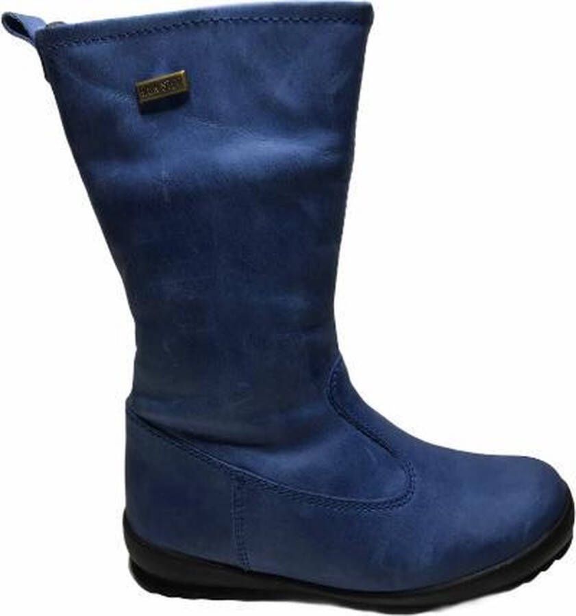 Naturino rainstep effen lange warme lederen laarzen Edera blauw