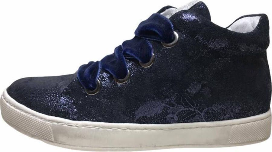 Naturino rits veter bloemen print lederen hoge sneakers Halle navy