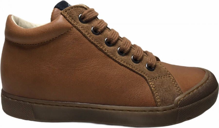 Naturino rits veter bumper lederen effen hoge sneakers Dord Cognac