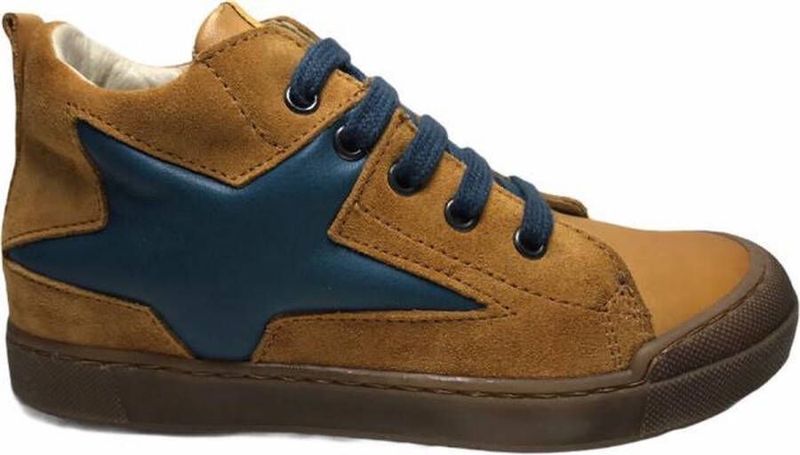 Naturino rits veter bumper mosgroene ster lederen hoge sneakers Nimega okergeel