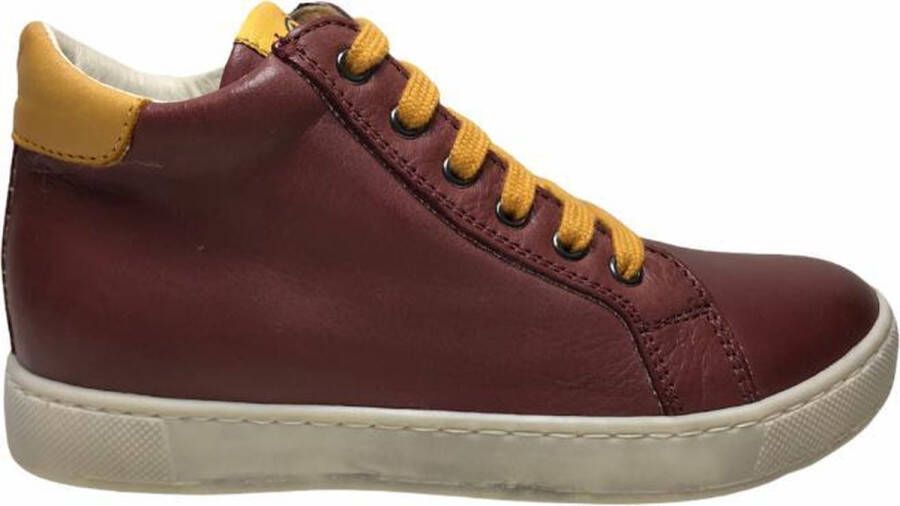 Naturino rits veter effen lederen hoge sneakers Bruges Bordo geel
