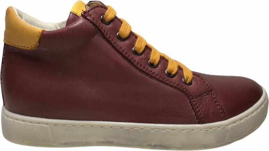 Naturino rits veter effen lederen hoge sneakers Bruges Bordo geel - Foto 1