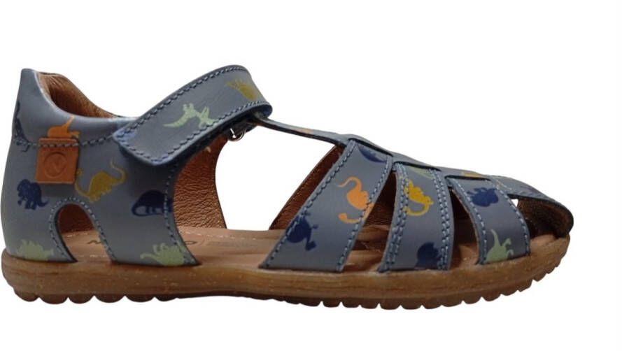 Naturino See velcro lederen gesloten sandalen blauw dinosaurus