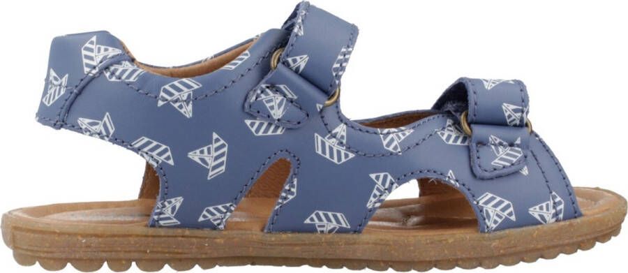 Naturino Sky velcro's lederen sandalen- papieren bootjes blauw