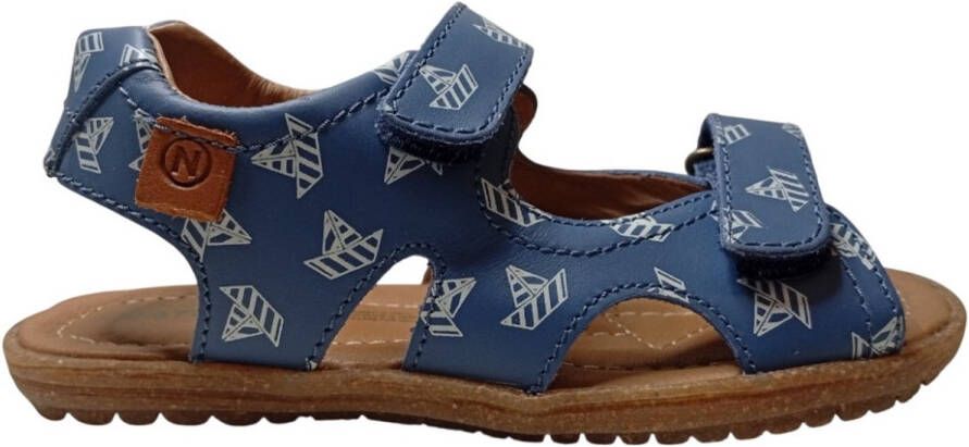 Naturino Sky velcro's lederen sandalen- papieren bootjes blauw