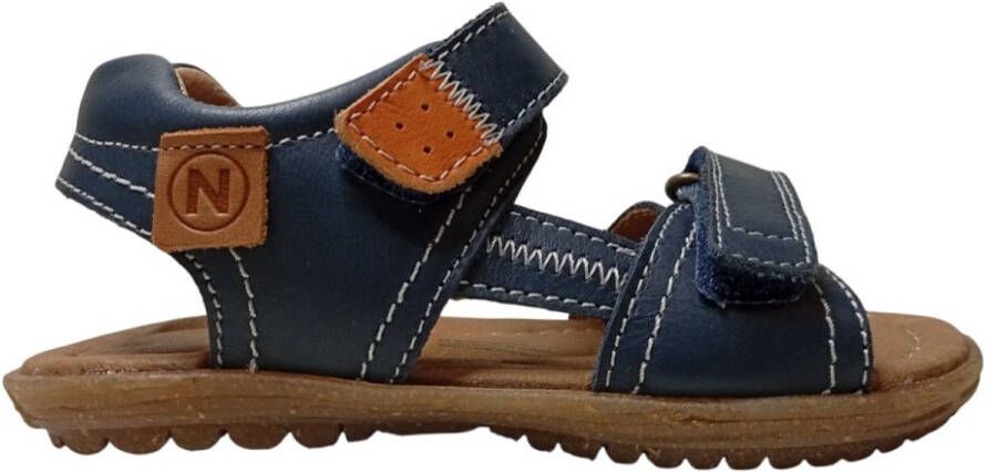 Naturino Taror velcro's effen lederen sandalen navy