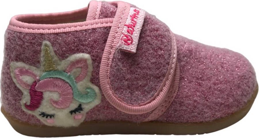 Naturino Vanisa velcro eenhoorn bling velvet pantoffel- Roze