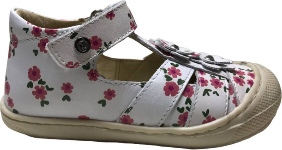 Naturino velcro 2 bloemen bumper bloemenprint gesloten lederen sandalen Maggy wit - Foto 1