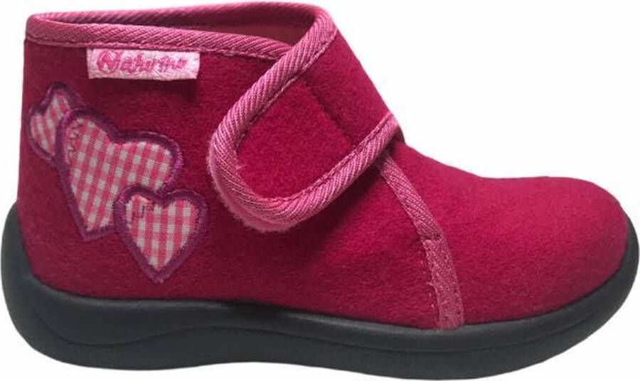 Naturino velcro 3 hartjes vilten pantoffel 7910 fuxia