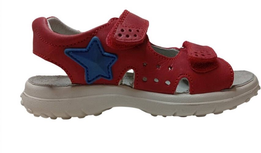 Naturino velcro blauwe ster lederen sandalen Dock rood