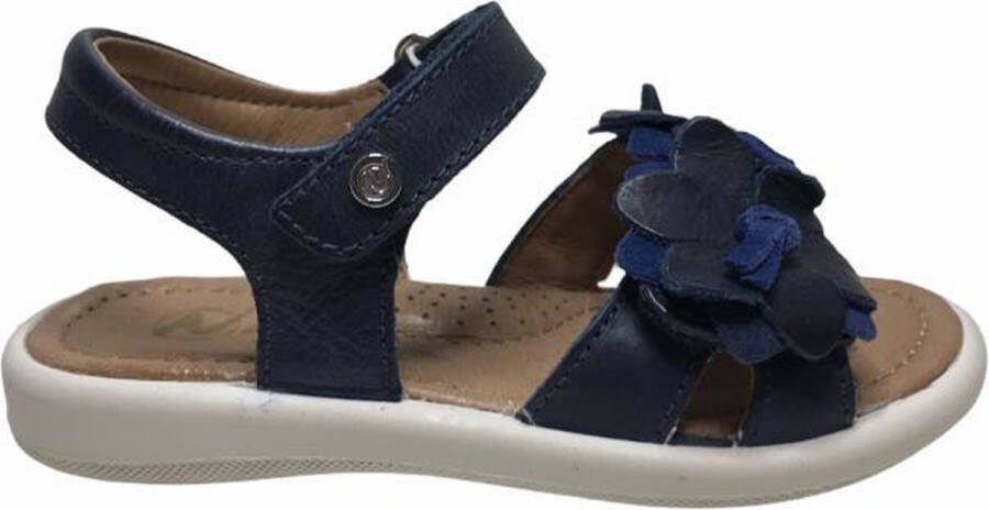 Naturino velcro bloemen lederen sandalen 6041 navy