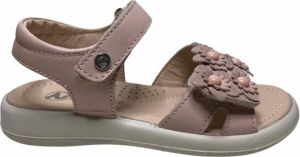 Naturino velcro bloemen lederen sandalen Capri roze