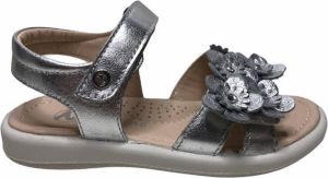 Naturino velcro bloemen lederen sandalen Capri silver