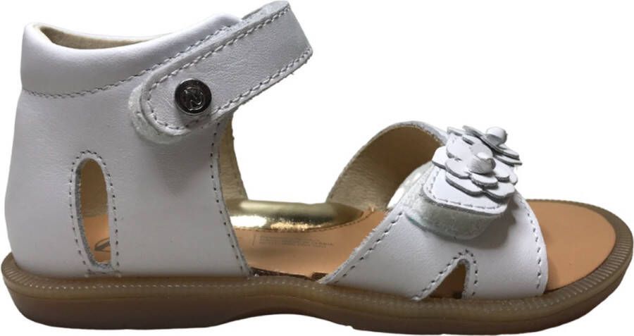 Naturino velcro bloempjes lederen sandalen Monk wit