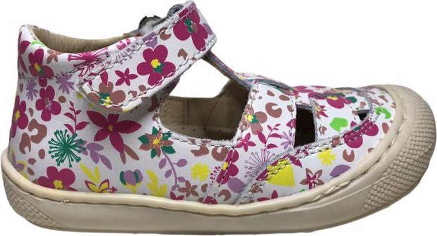 Naturino velcro bumper bloemen lederen gesloten sandalen Wad wit
