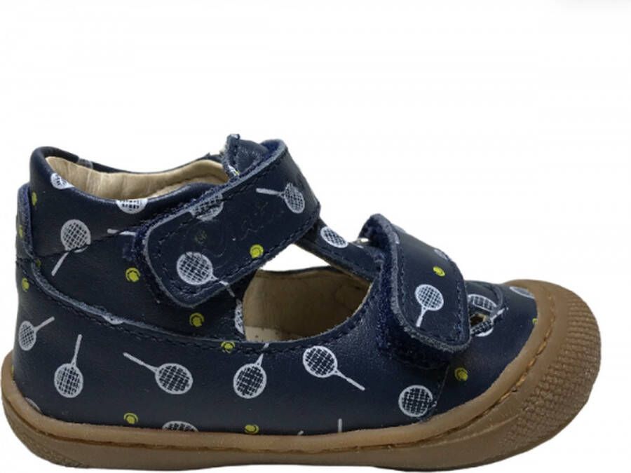 Naturino velcro bumper tennis print gesloten lederen sandalen Puffy navy