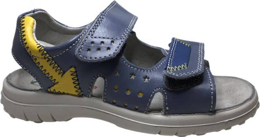 Naturino velcro gele pijl lederen sandalen Wharf blauw