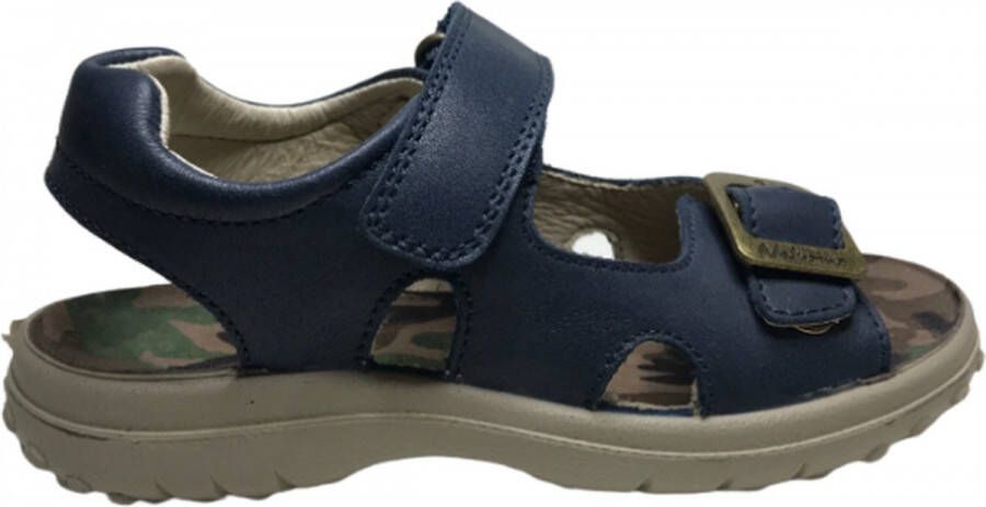 Naturino velcro gesp effen lederen sandalen Land navy