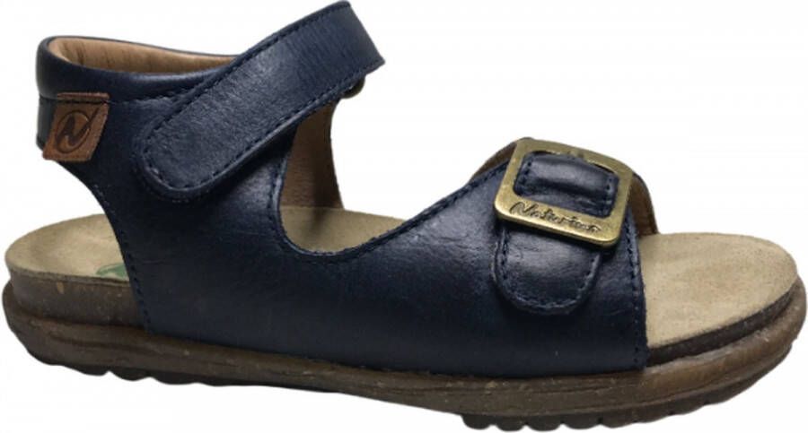 Naturino velcro gesp effen lederen sandalen Zapna navy