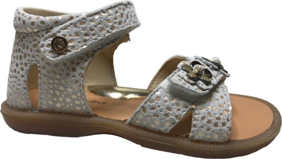 Naturino velcro gouden bloempjes lederen sandalen Monk wit goud - Foto 1