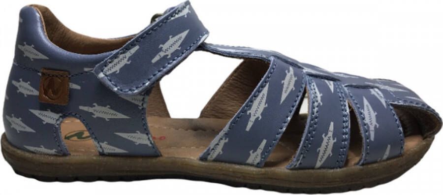 Naturino velcro krokodillen lederen sandalen see blauw