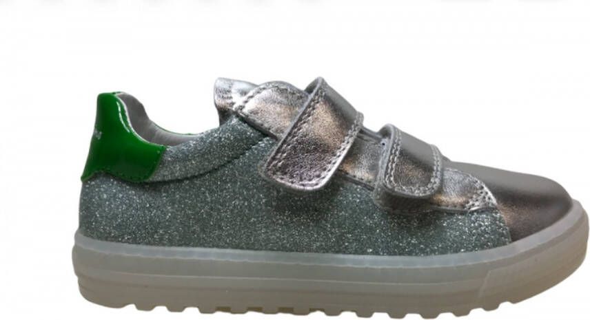 Naturino velcro lederen bling sneakers Chine silver acqua groen