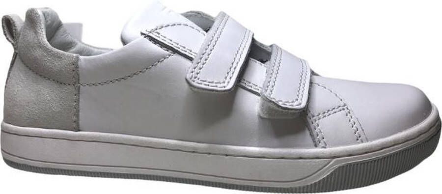 Naturino velcro lederen sneakers caleb wit grijs