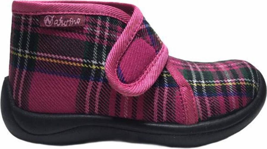 Naturino velcro Schotse ruitjes pantoffel 7771 fuxia