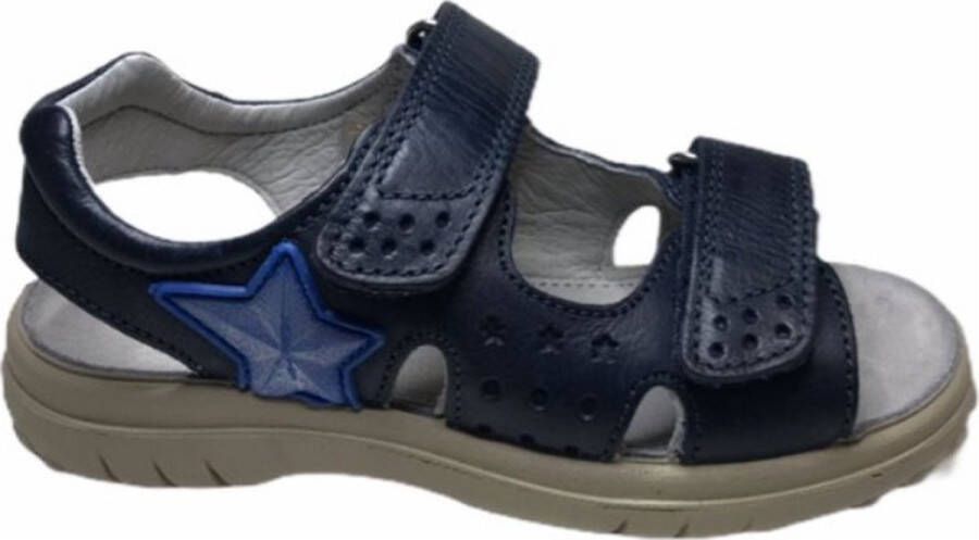 Naturino velcro ster lederen sandalen Dock navy
