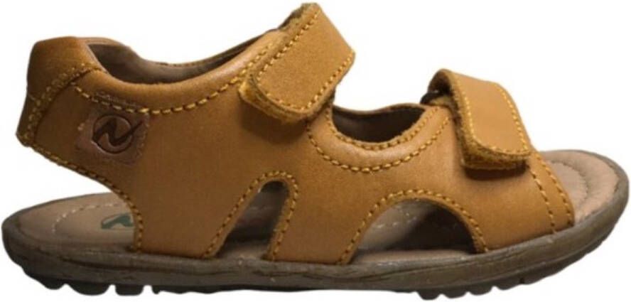 Naturino velcro's effen lederen sandalen sky oker
