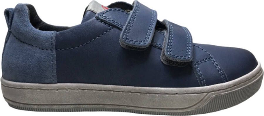 Naturino Velcro's effen lederen sneakers Caleb blauw - Foto 1