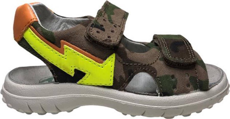 Naturino velcro's fluo gele pijl lederen sandalen Kahiwa camouflage groen Mt 24 - Foto 6