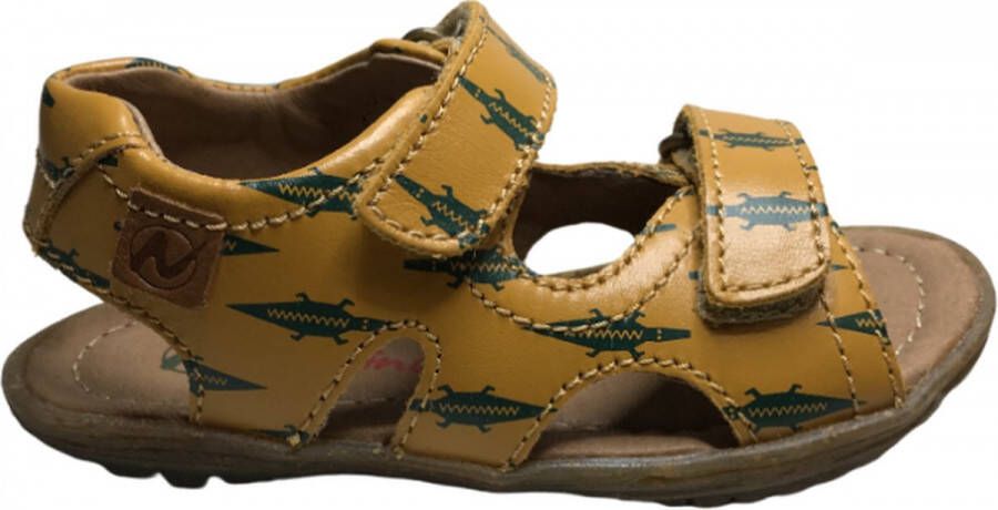 Naturino velcro's groene krokodillen lederen sandalen sky geel