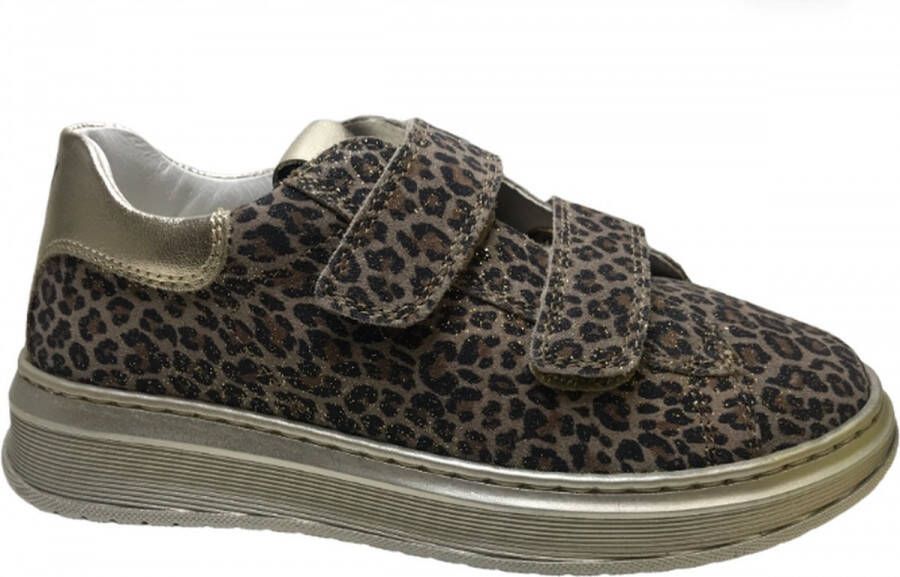 Naturino velcro's lederen sneakers Porter leopard goud