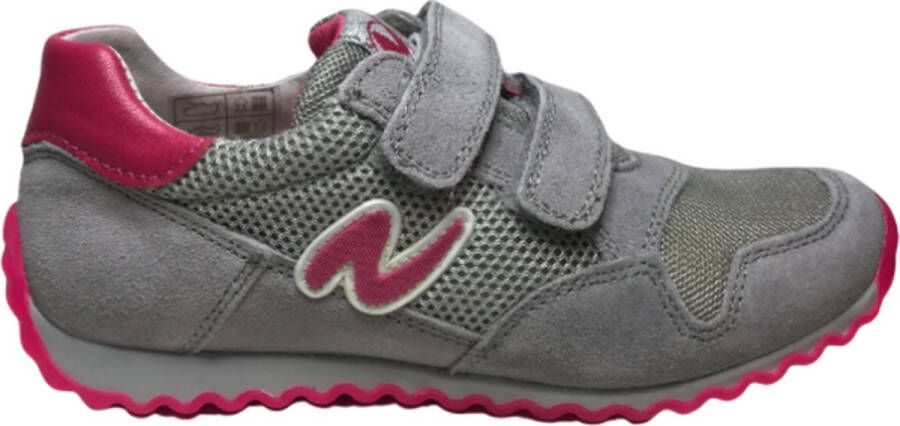 Naturino velcro's lederen sportieve sneakers Sammy grijs fuxia - Foto 1