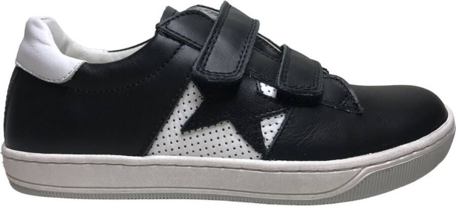 Naturino velcro's ster lederen sneakers Andy zwart wit