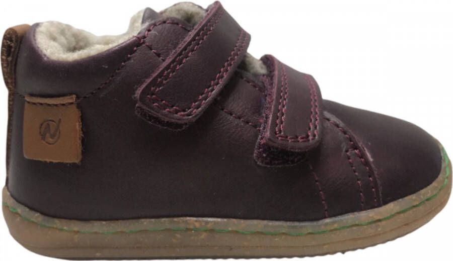 Naturino velcro's warme effen lederen sneakers Vento Bordeau