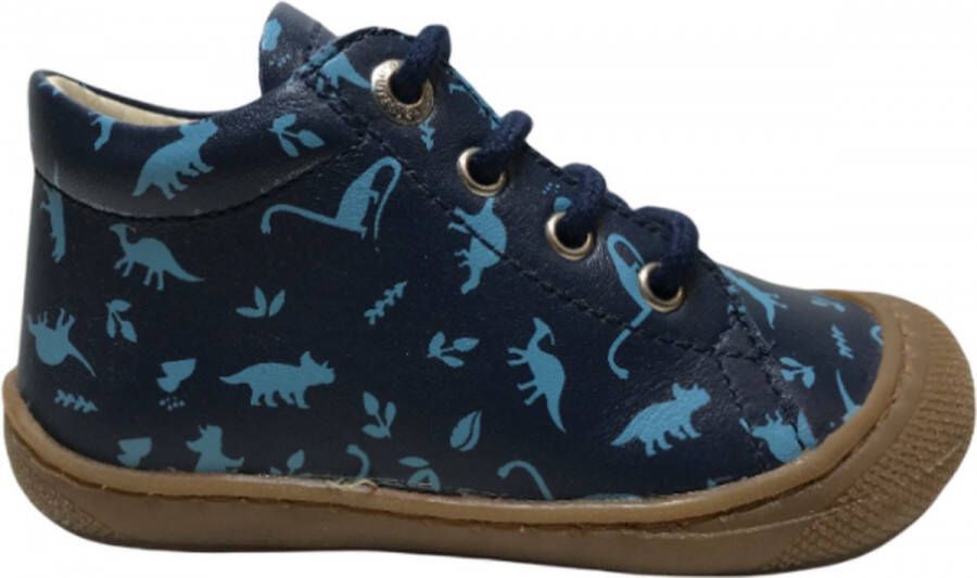 Naturino veter blauwe dino print lederen schoenen Cocoon Navy