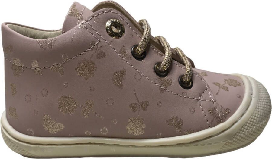 Naturino veter bumper gouden bloemen lederen sneakers Cocoon Roze