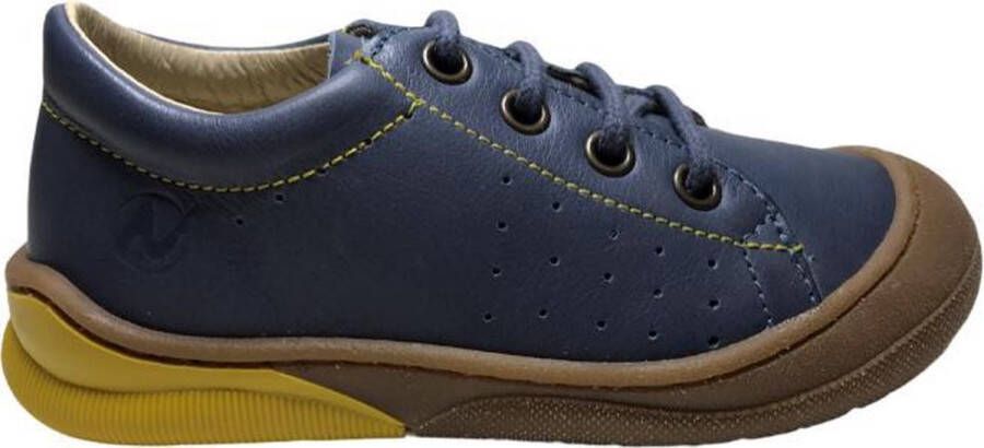 Naturino veter bumper lederen sneakers Gabby blauw geel