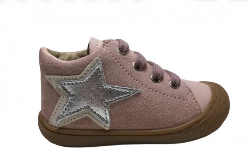 Naturino veter bumper zilveren ster lederen schoenen Frey Roze