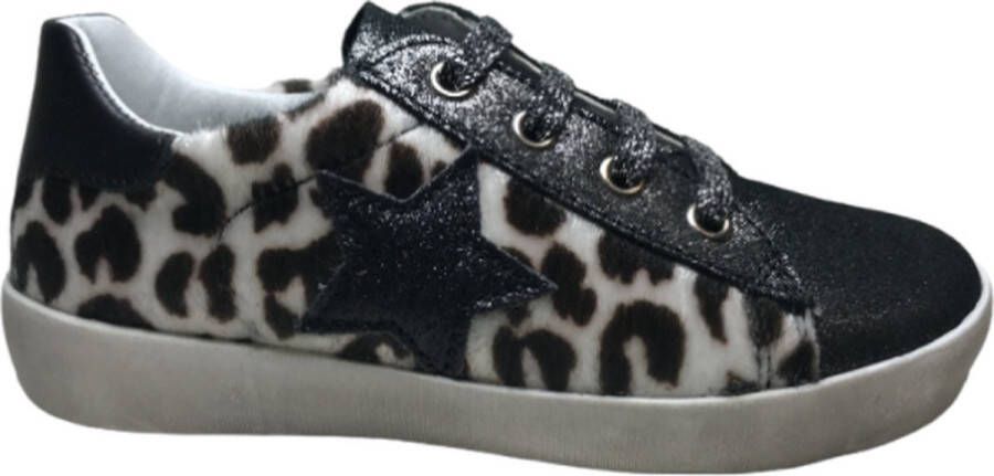 Naturino veter rits bling zwarte ster lederen sneakers Annie zwart leopard - Foto 1