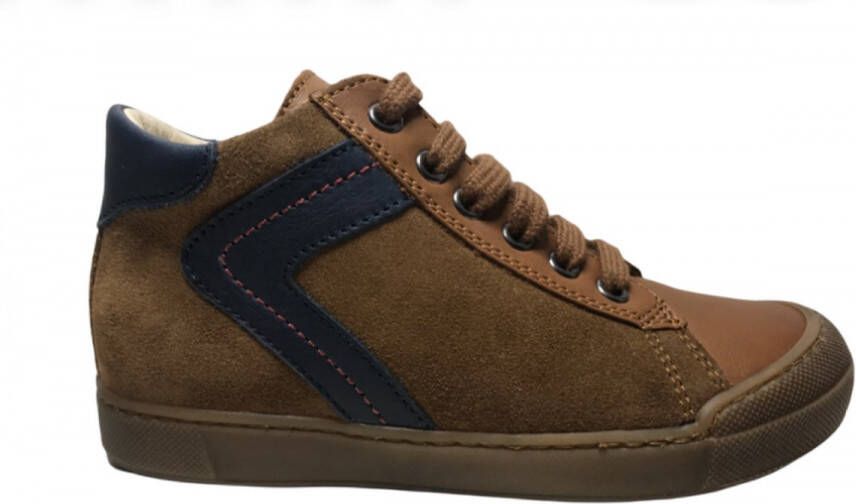 Naturino veter rits bumper hoge lederen sneakers Heist cognac navy