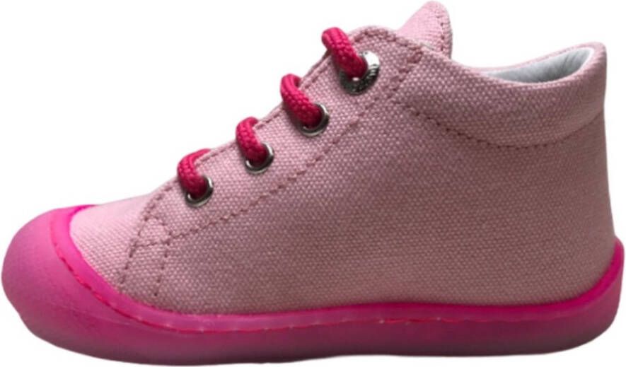 Naturino veters bumper effen canvas schoenen Cocoon fluo roze