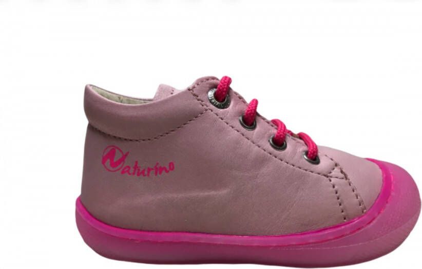 Naturino veters bumper effen canvas schoenen Cocoon fluo roze