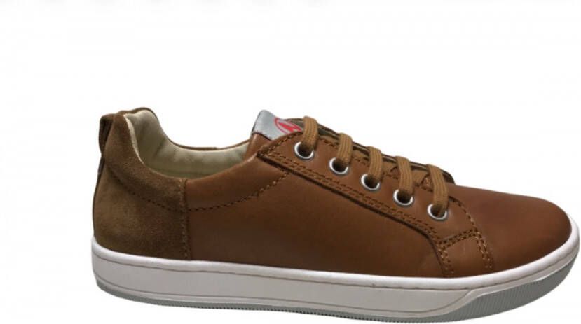 Naturino veters effen lederen sneakers Caleb cognac