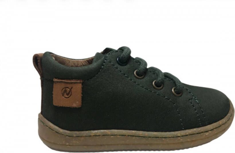 Naturino veters effen lederen sneakers Vento groen